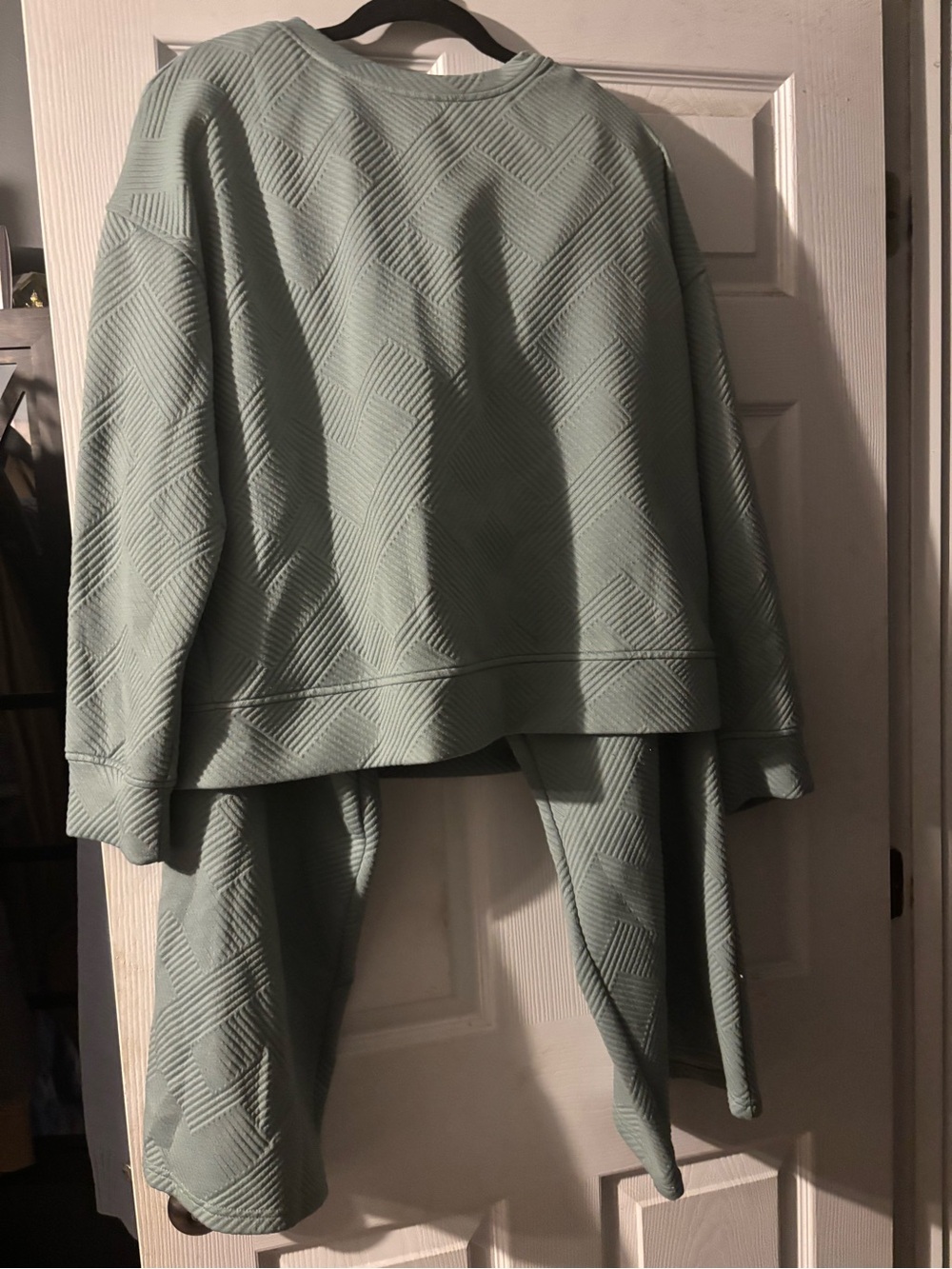 Textured sage Green Lounge Set - Cozy Sweatshirt & Pants XXL